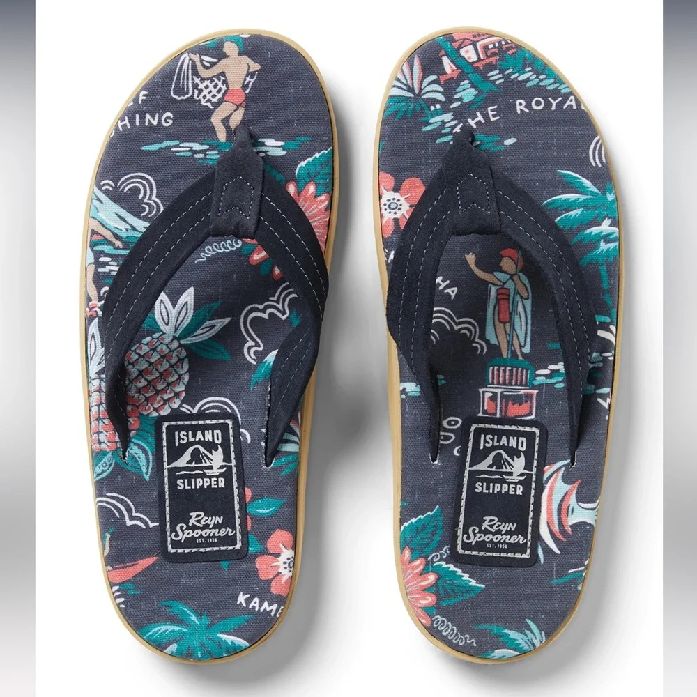 NWT Reyn Spooner Island Slipper Sandals Flip Flops - Men’s Size 7 - Picture 1 of 6